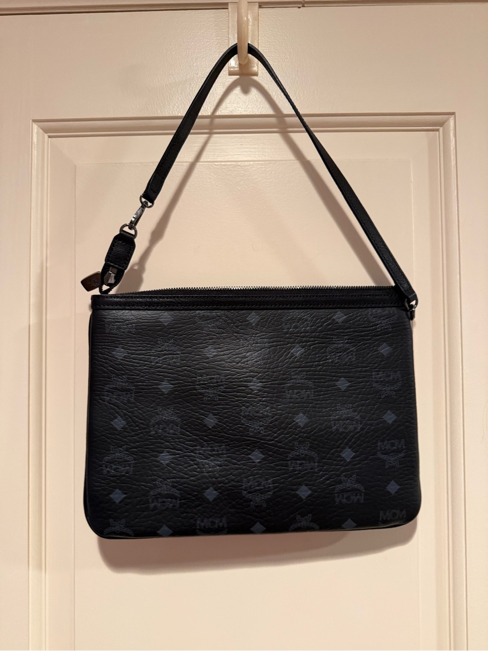 MCM Black Visetos Zip Pouch Clutch Bag